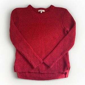 Madewell Women's Medium Chunky Ribbed Knit Sweater Red Cotton Blend